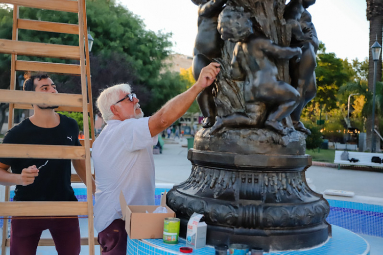 Una obra de arte: así fue la restauración de la fuente de Plaza 25 de Mayo